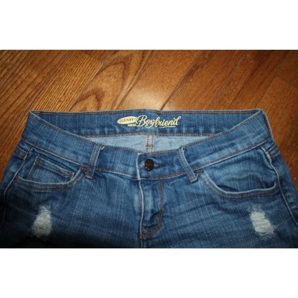Old Navy The‎ Boyfriend Distressed Blue Denim Shorts - Size 0 Regular - Picture 2 of 8